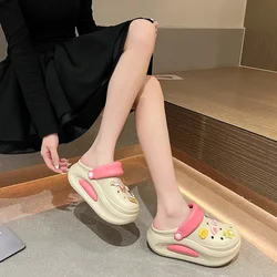 2024 Thick Sole Women's Sandals Summer 6cm Heels Garden Beach Hole Shoes for Women Outdoor EVA Soft Sole Couple Luxury Slides