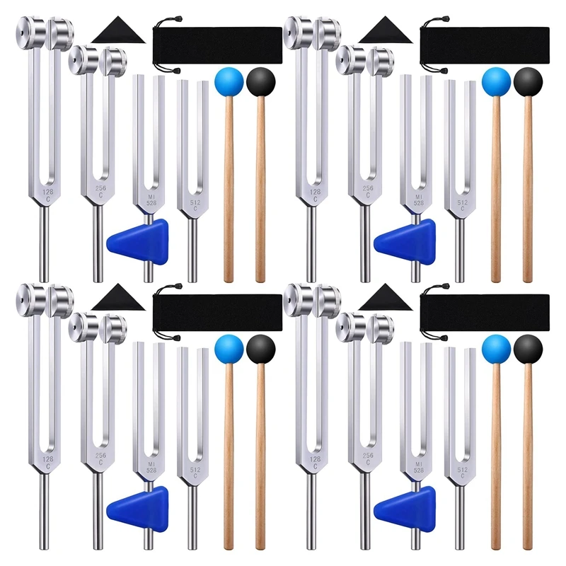 

ABHS-16 Pack Tuning Fork Set(128 Hz,256 Hz,512 Hz,528 Hz)With Tuning Fork Hammer For Sound Sound Vibration Tools