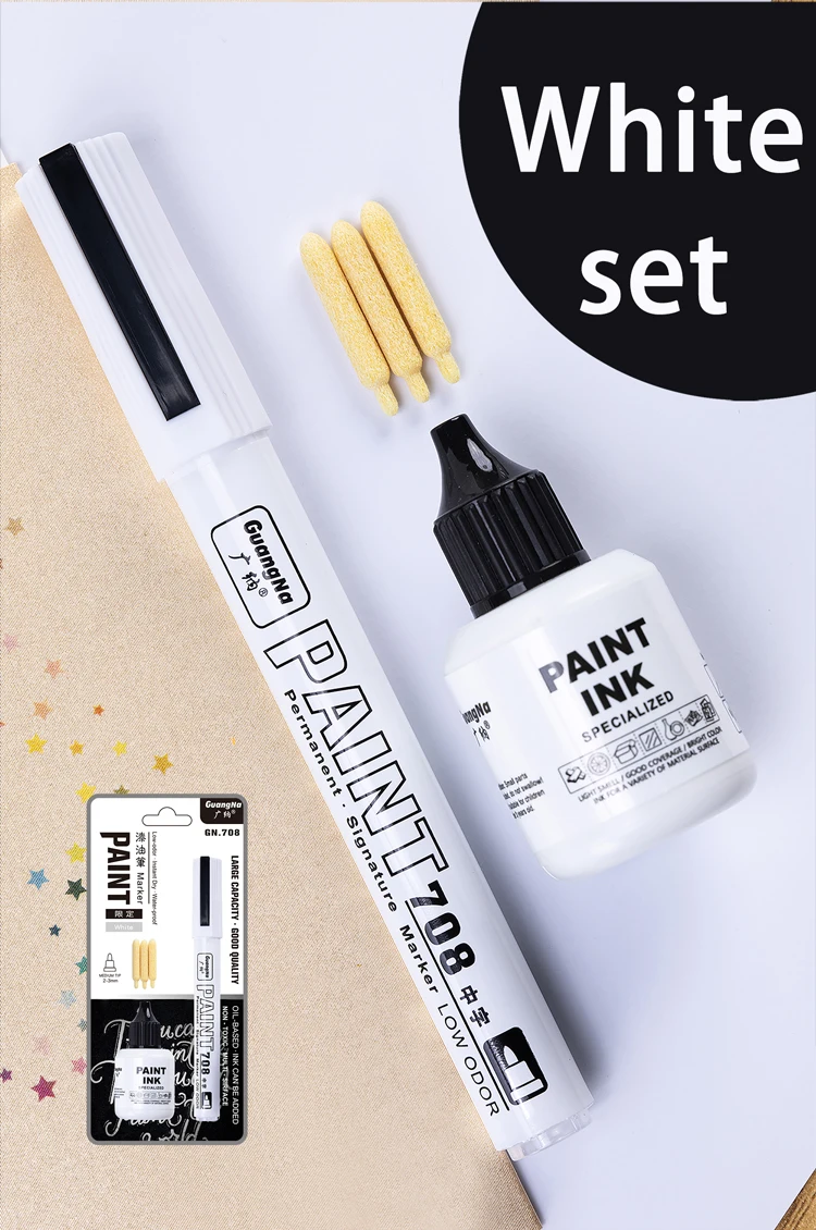 Permanente Farbmarker-Stifte mit Tintenset Gold Silber Weiß 2mm Kunstmarker Reifenprofil Gummi Stoff Metall Metallic-Marker-Stifte – Detail 10