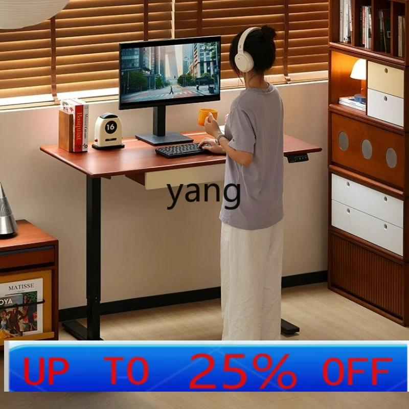 LMM Solid Wood Electric Lifting Desk Desk with Drawer Learning Office Workbench