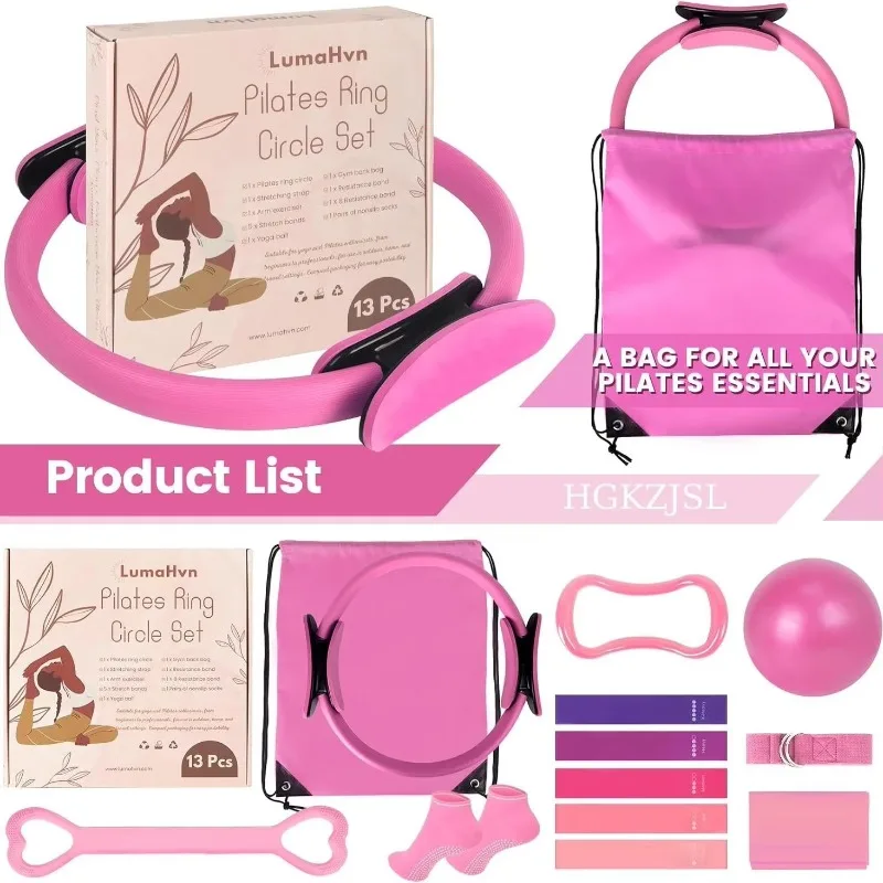 YTYINCross-border Best-selling Pink EVA Pilates Set Home Fitness Loop Yoga Ball Resistance Bands Gliding Discs Combo For Body