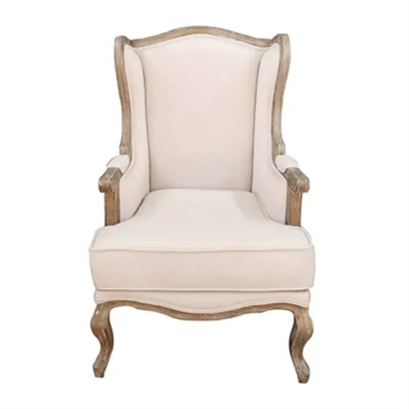 Modern simple oak solid wood single tiger chair, small apartment combination fabric down sofa