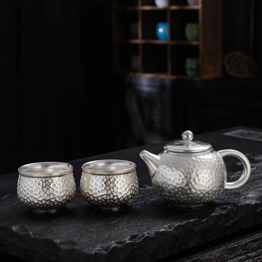 

Hammered Texture Silver Gilding Teapot Gift Set Handmade Heat-resistant Kung Fu Tea Cup Filter Mini Kung Fu Tea Pot