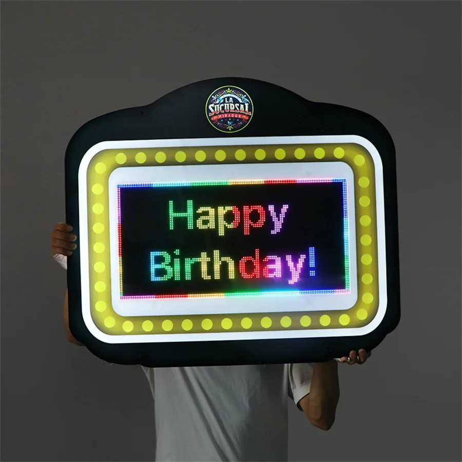 APP Programmable Scrolling LED Display Rack Custom Message Board Signs Acrylic Service Club Sign Happy Birthday Bottle Presenter