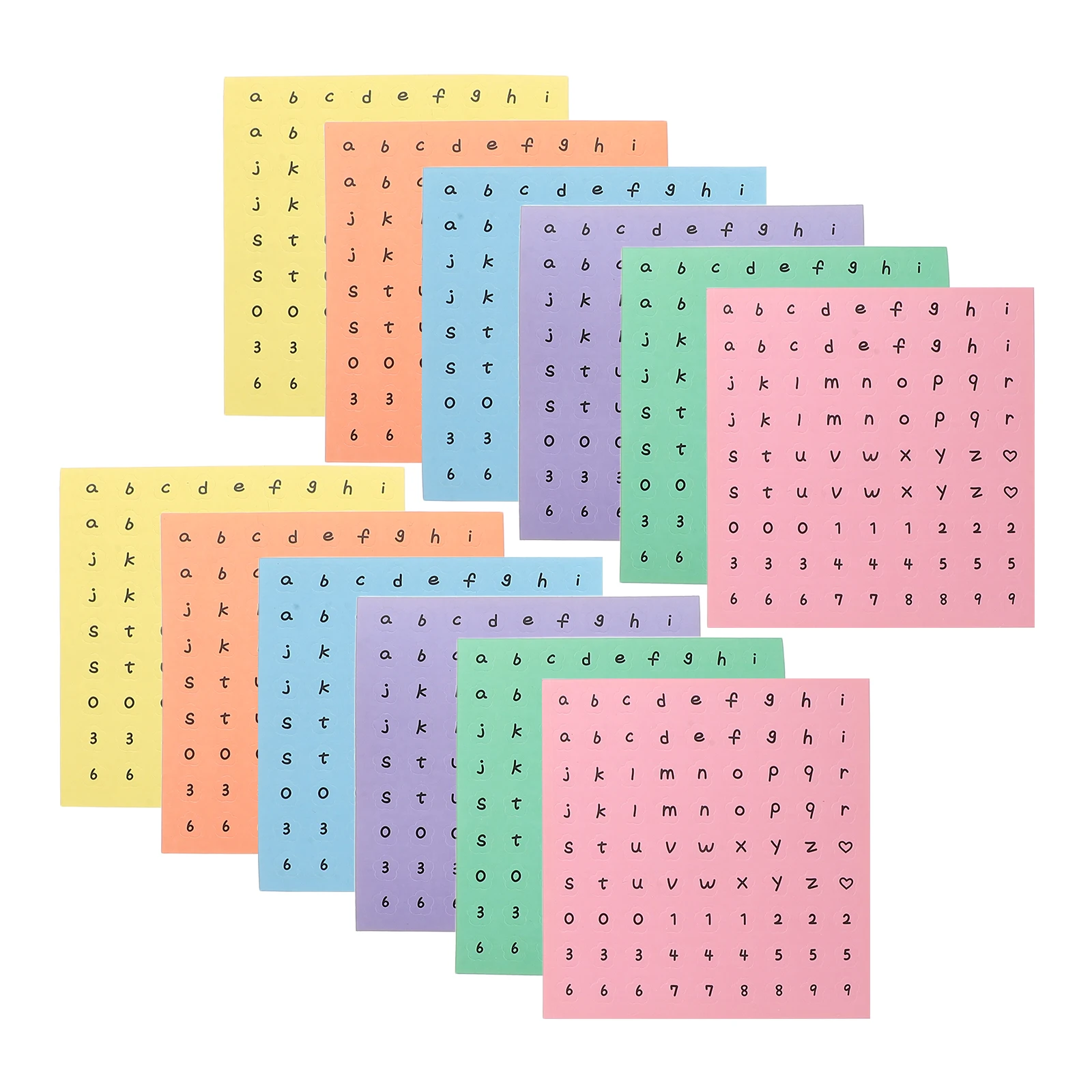 

12 Sheets Handmade Stickers Cute Alphabet Scrapbook Notebook Adhesive Letters Numbers for DIY Journals Decorative Office Crafts