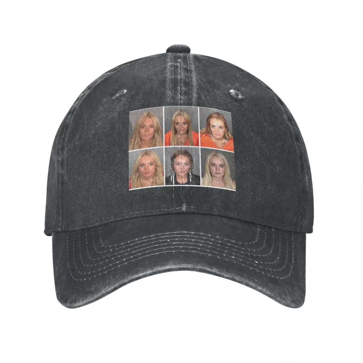 Lindsay Lohan Mashup Celebrity Mugshot Men Women Baseball Cap Distressed Washed Cap Hat Vintage Running Golf Adjustable Headwear