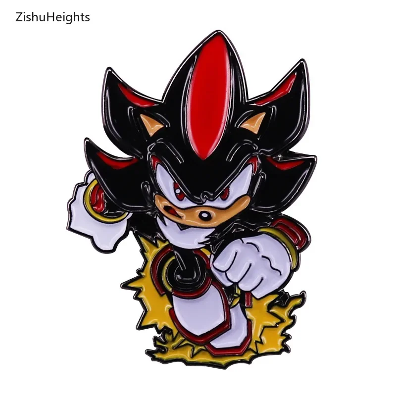 Shadow The Hedgehog Hard Enamel Pins Cartoon Anime Game Lapel Pin Japanese Fashion Badge Brooch for Jewelry Accessory