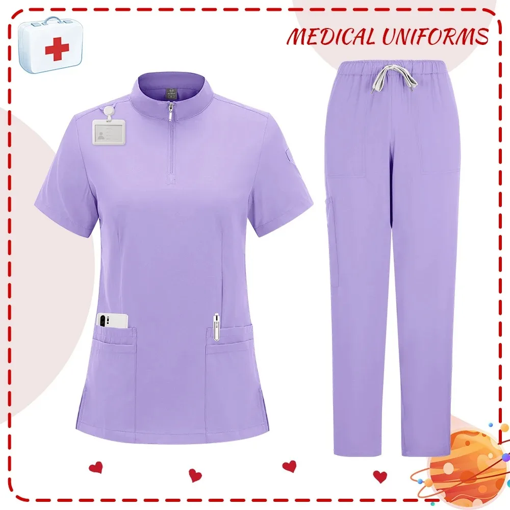Venta al por mayor de suministros médicos, traje de cirugía Dental para enfermera, ropa de trabajo, uniforme médico para quirófano, conjunto de gomas de trabajo para Hospital