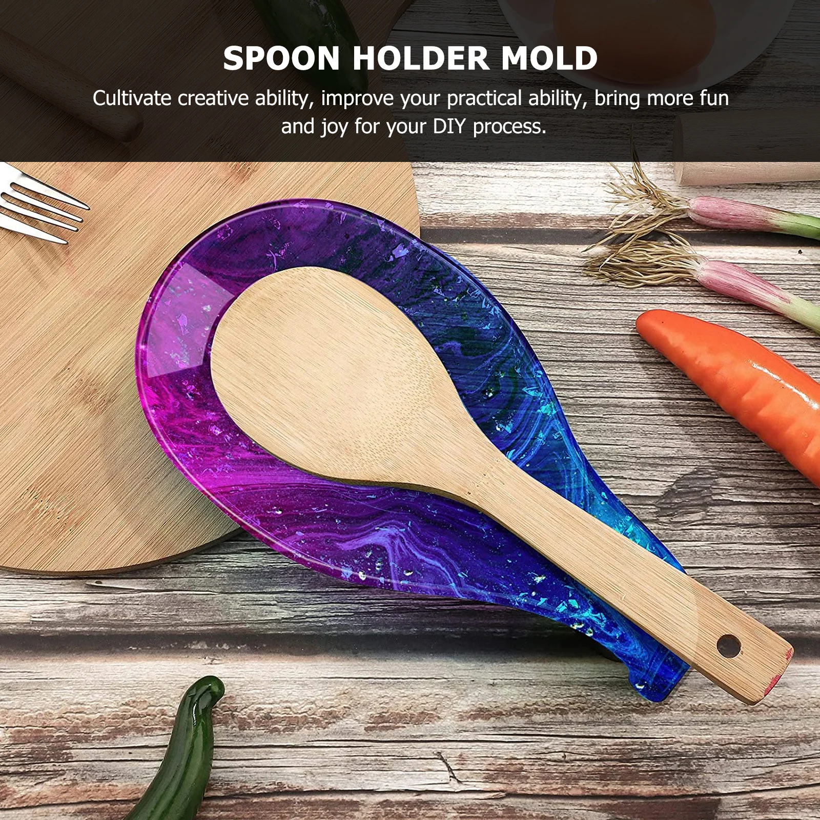 

Креативный набор силиконовых форм для держателя ложки, поделки из смолы, украшения для ювелирных изделий, большие гибкие многоразовые антипригарные формы