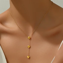 316L Stainless Steel 2025 New Fashion Waterproof Jewelry Sweet Style Set Heart Charm Chain Choker Necklaces Bracelets For Women