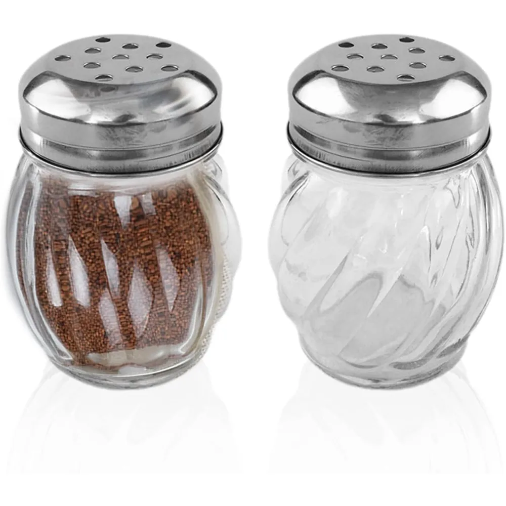 1st Choice Salt and Pepper Shakers with Stainless Tops Set of 2 (Chesse Shakers)