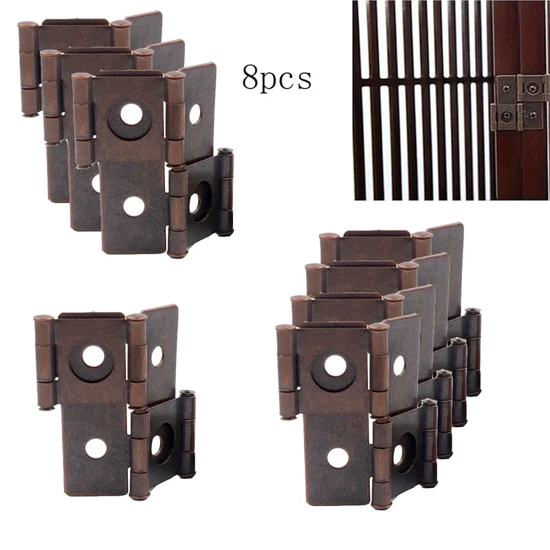 8pcs Furniture Folding Screen Hinges Hardware Bedroom Door Folding Screen Gate Hinges Retro Style Double-Acting Door Hinges