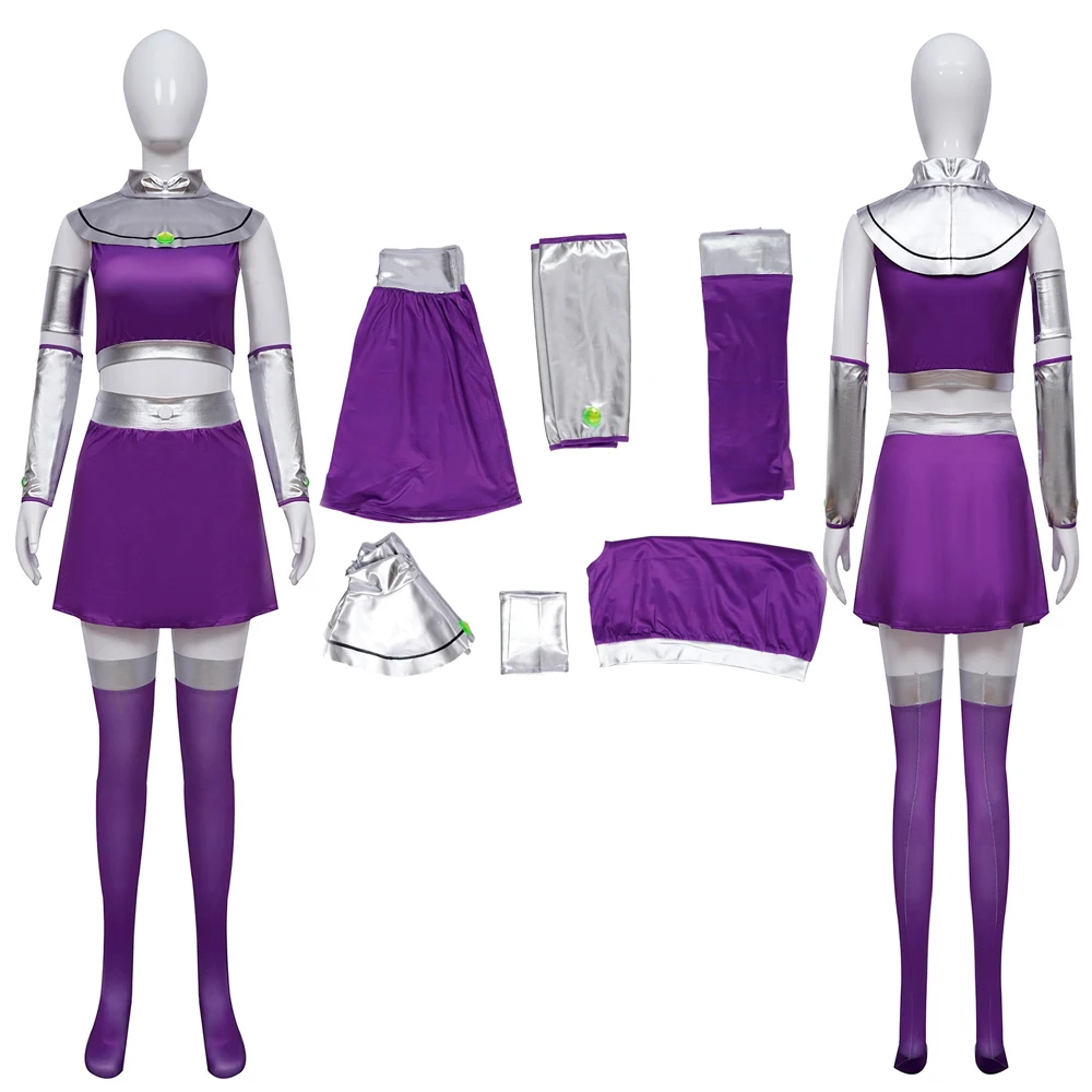 

Starfire Cosplay Costume Princess Koriand'r Skirt Dress Up with Gloves Socks for Halloween Anime Comic Con Starfire Outfits