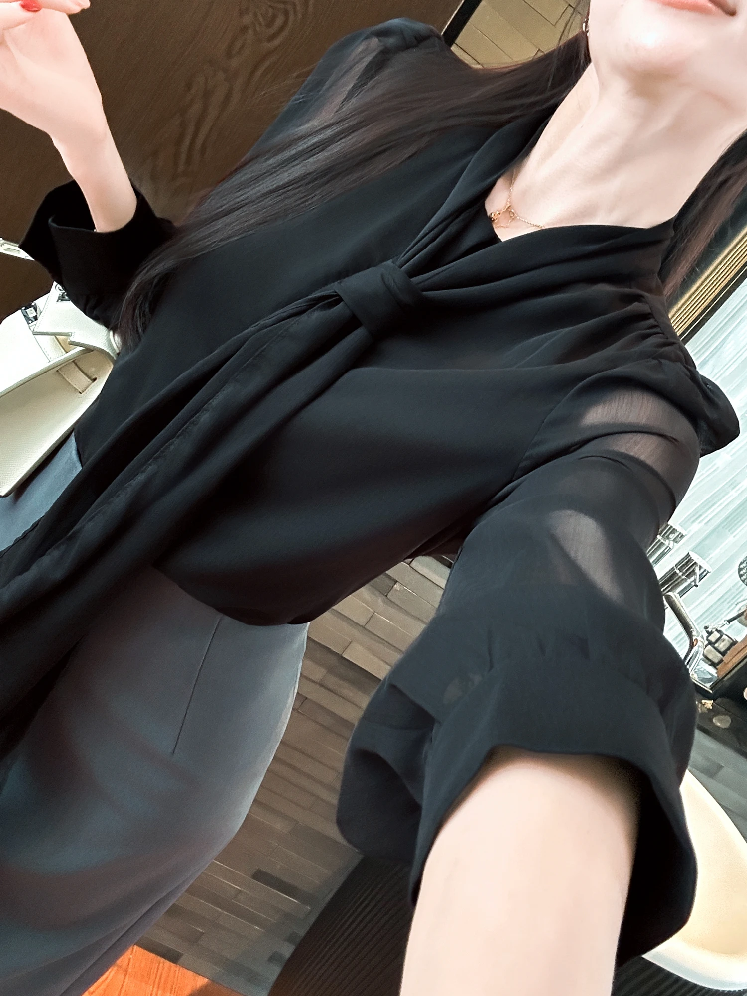 

You See Orange See Loose Design irt Ele Leisure Long Sve Button Detail Twist Knot Design Cool And Casual Feeling