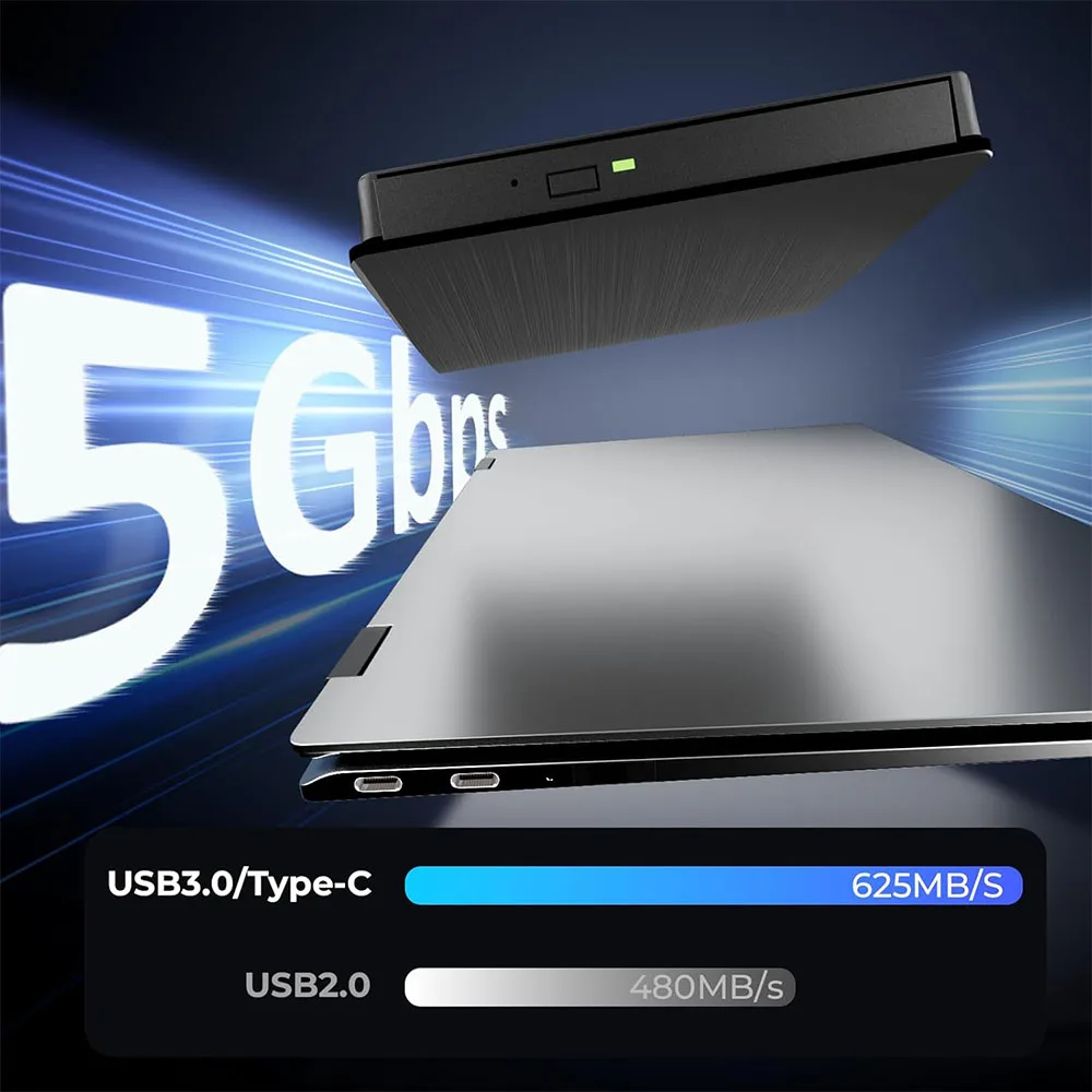 محرك بلو راي خارجي USB3.0 لأجهزة الكمبيوتر المحمول التي تعمل بنظام التشغيل Windows 11/10 Mac محمول ثلاثي الأبعاد BD-RW محرك BD DVD مشغل أقراص مضغوطة قارئ الموقد