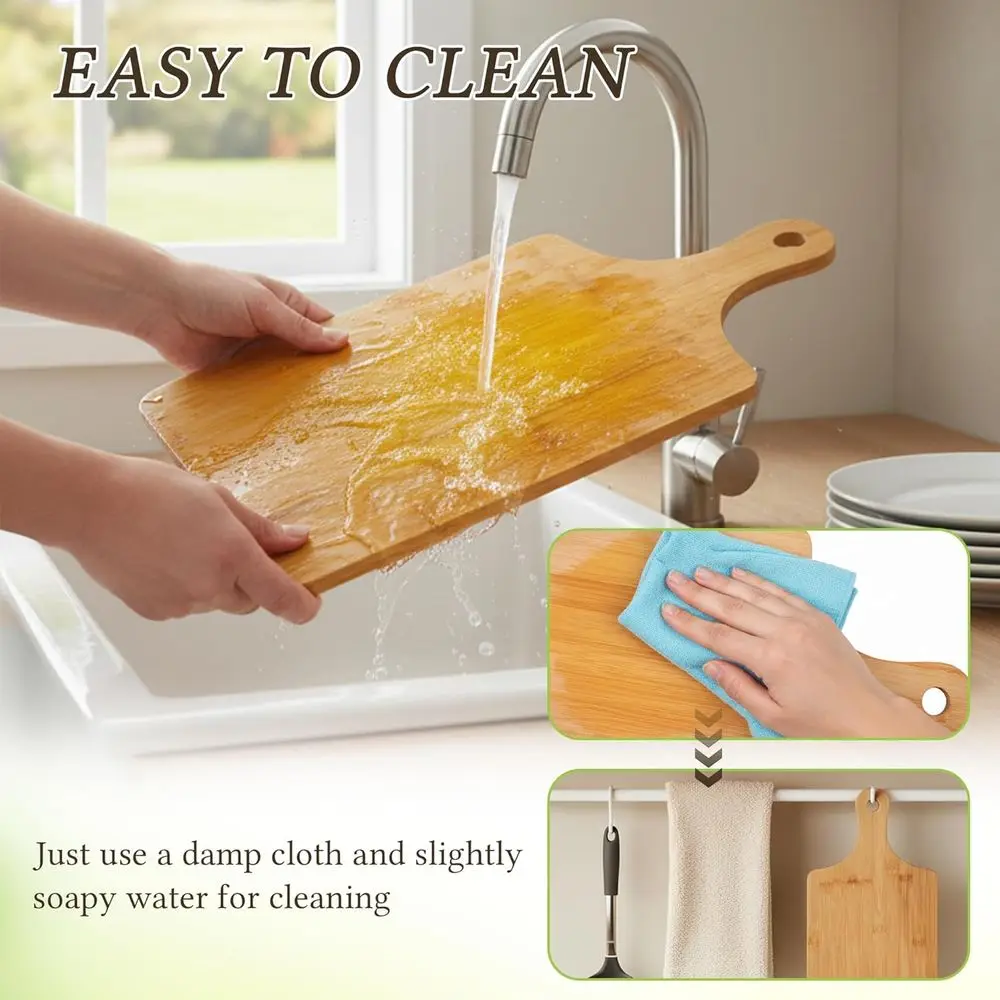 Set di 12 tagliere in bambù, manico incluso, tavoli da cucina e da portata, 15,8 x 7,9