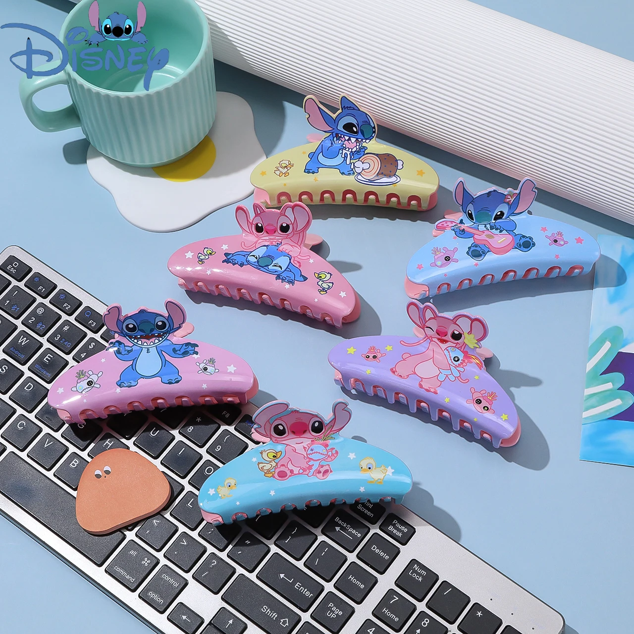 3 pinzas en forma de garra para el pelo coloridas de la serie Stevie de Disney al azar, accesorios decorativos prácticos para el cabello de estilo diario