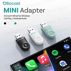 OTTOCAST MINI Adapter Wireless CarPlay Android Auto USB Dongle Bluetooth Car Accessories 2026 for VW Mazda Chery Toyata Ford