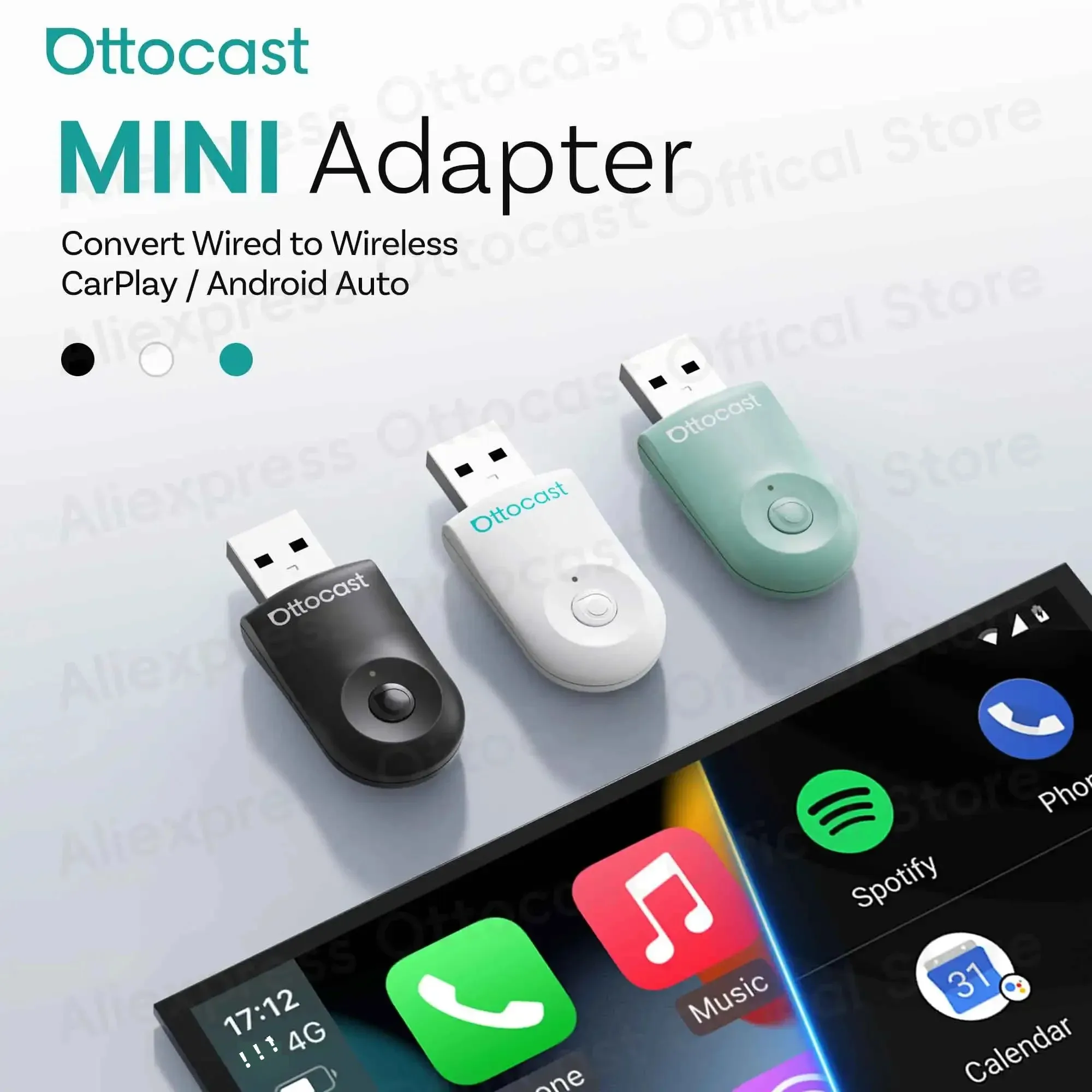 OTTOCAST MINI Adapter Wireless CarPlay Android Auto USB Dongle Bluetooth Car Accessories 2025 for VW Mazda Chery Toyata Ford