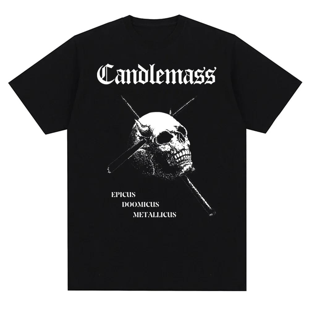 Men T Shirt Candlemass Band Printed Graphic Short Sleeved Tees Fashion Cotton Casual O-Neck Summer Clothing Harajuku Daily Wear