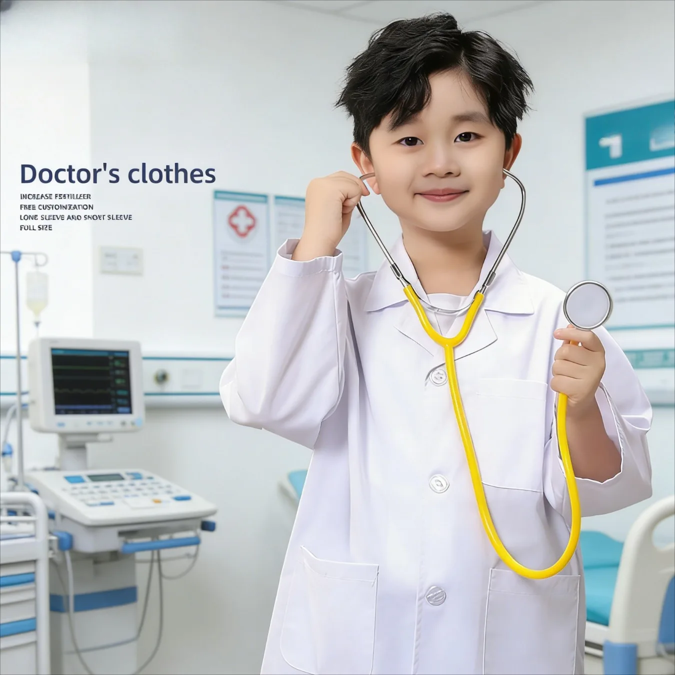 Childrens White Lab Coat Doctor Costume Science Role Play Outfit Poly Cotton for Kindergarten School Kids Boys Girls