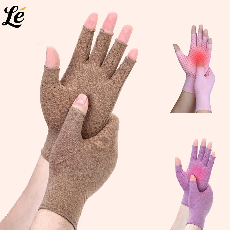 

1 Pair Unisex Arthritis Gloves Fingerless Compression Design Relieves Hand Pain Wrist Support Anti-Slip For Daily Exercise
