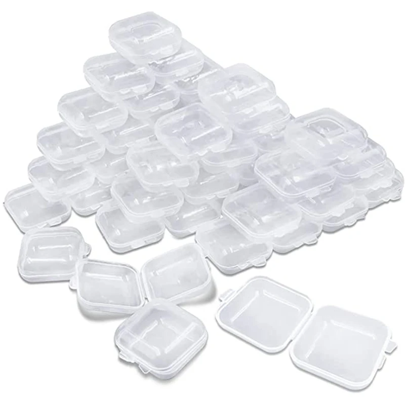 50Packs Small Clear Plastic Storage Containers,Mixed Empty Mini, Case With Lids For Small Items And Other Craft Projects