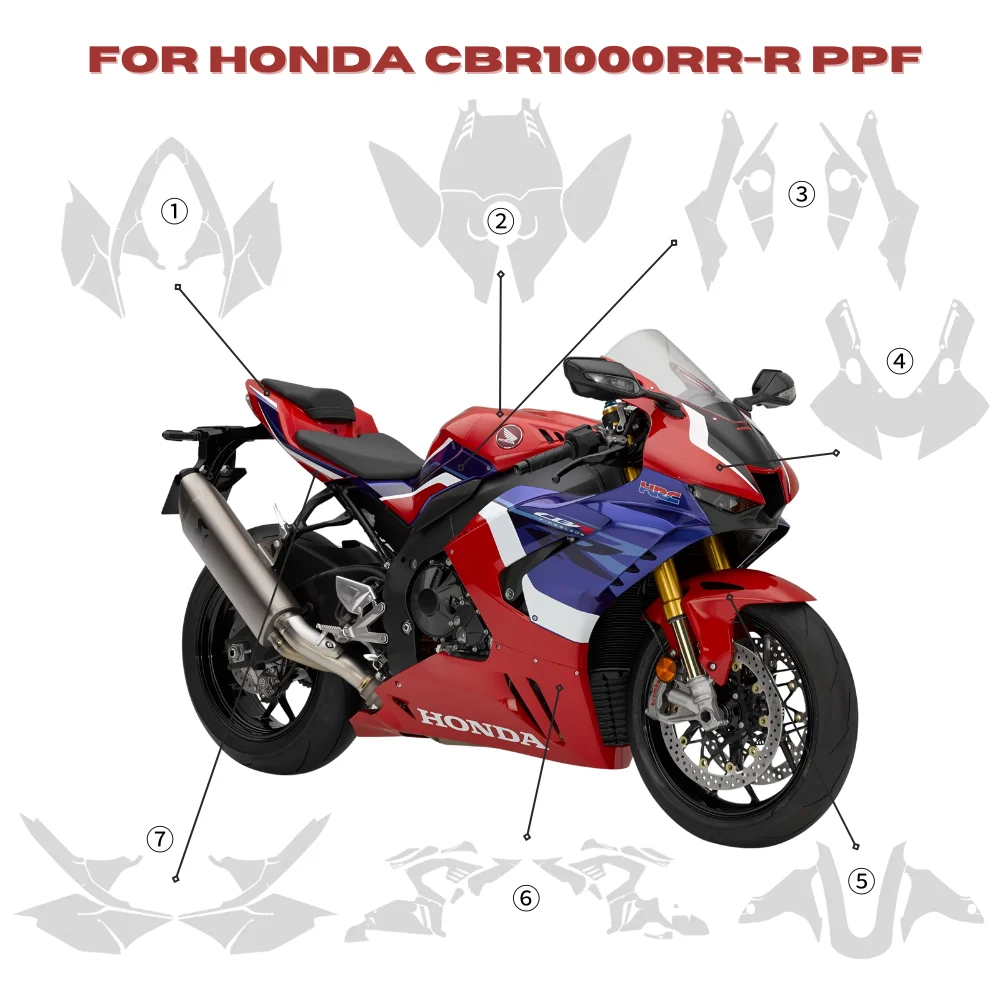 

For HONDA CBR1000RR-R 2020-2023 Motorcycle PPF Kit TPU Paint Protection Film Anti Scratch Cover Full Set honda cbr1000rr r