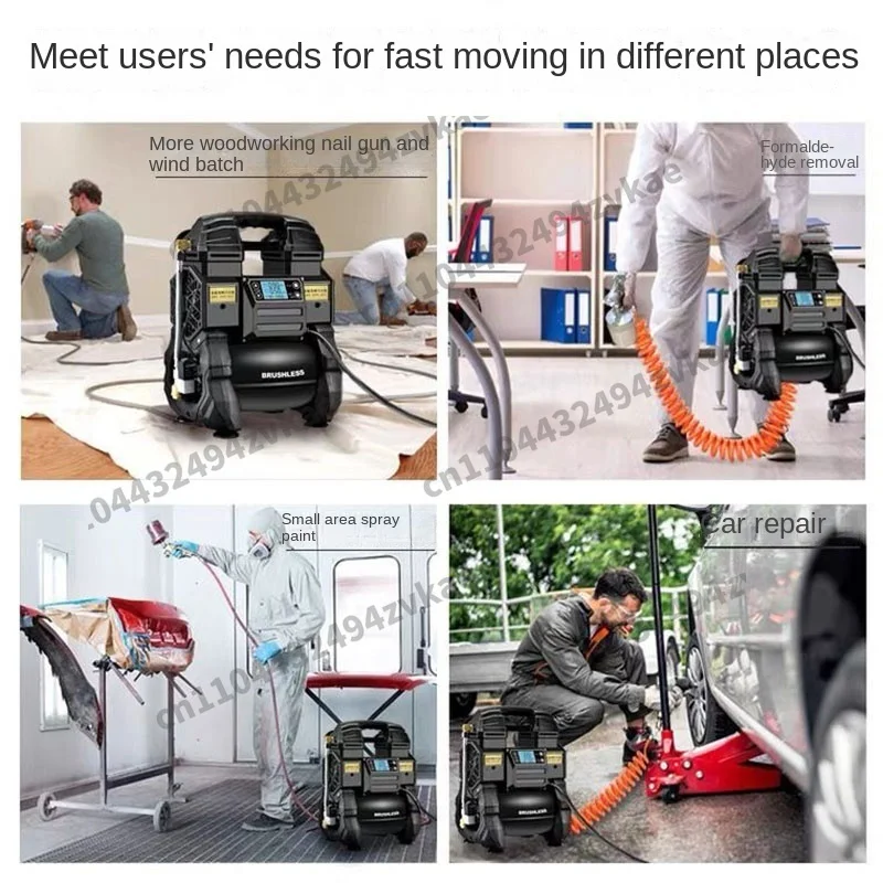1081 Brushless Frequency Conversion Air Portable Oil-Free Silent Air Pump for Woodworking Spray Painting Air Compression Tank