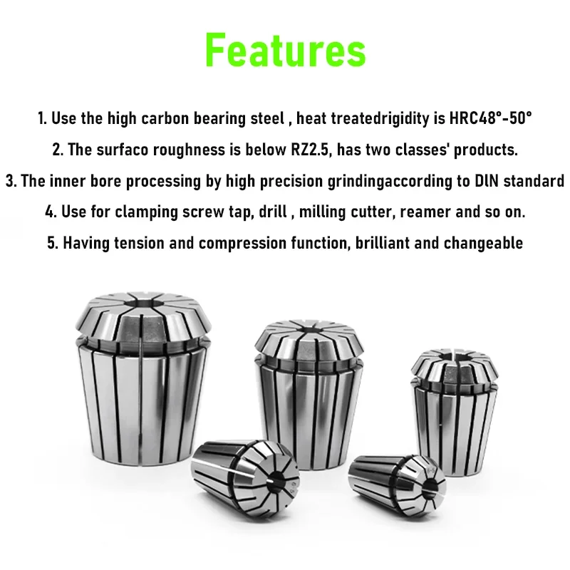 1PC ER50 ER40 ER32 ER25 AAA/UP High Precision 0.003mm Spring Collet Suitable Engraving Machine Spindle CNC Machining Center