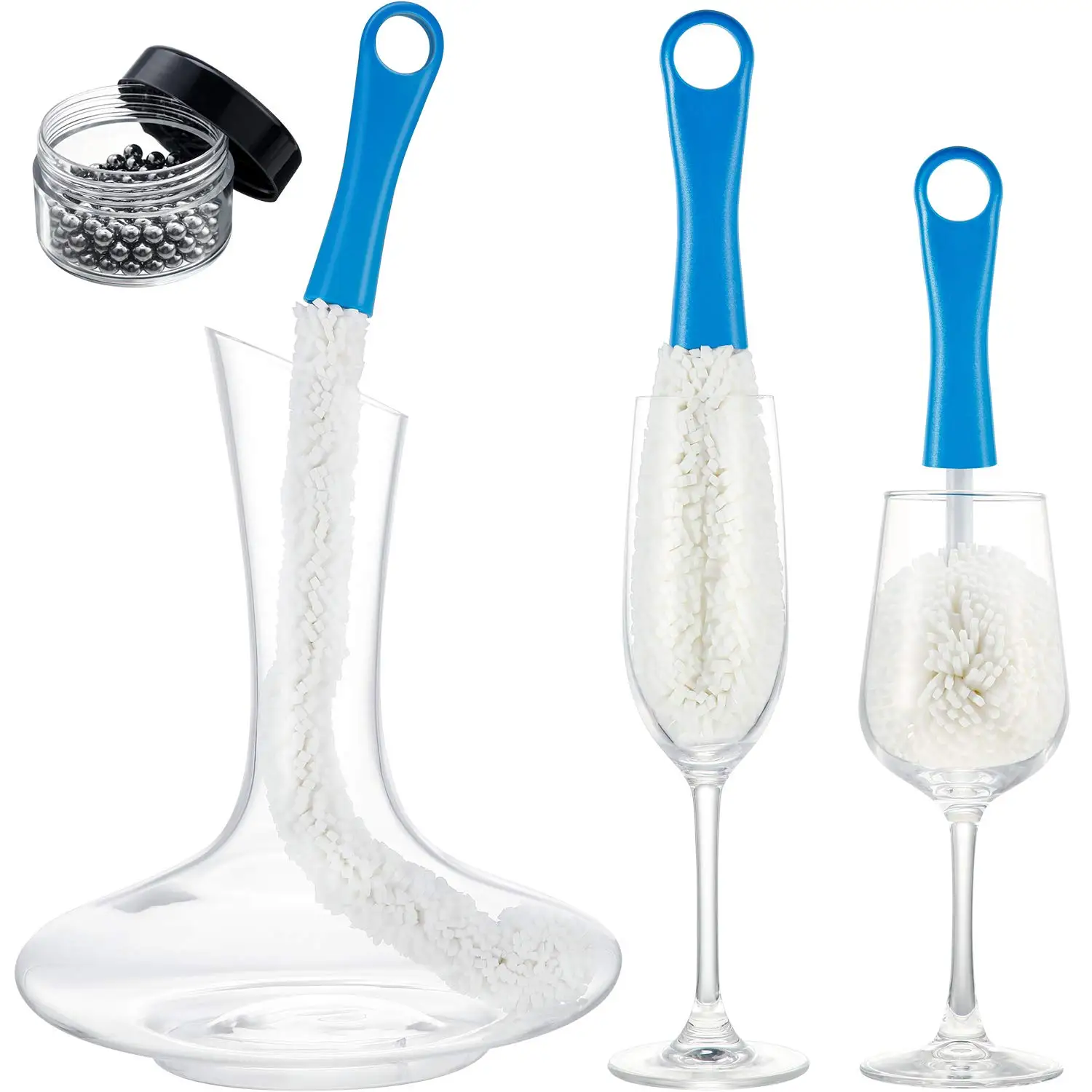 GOUGU-Brosse à bouteille de vin en mousse souple, nettoyeur flexible P1, ensemble de bar, carafe, verres à pied, livres à poussière