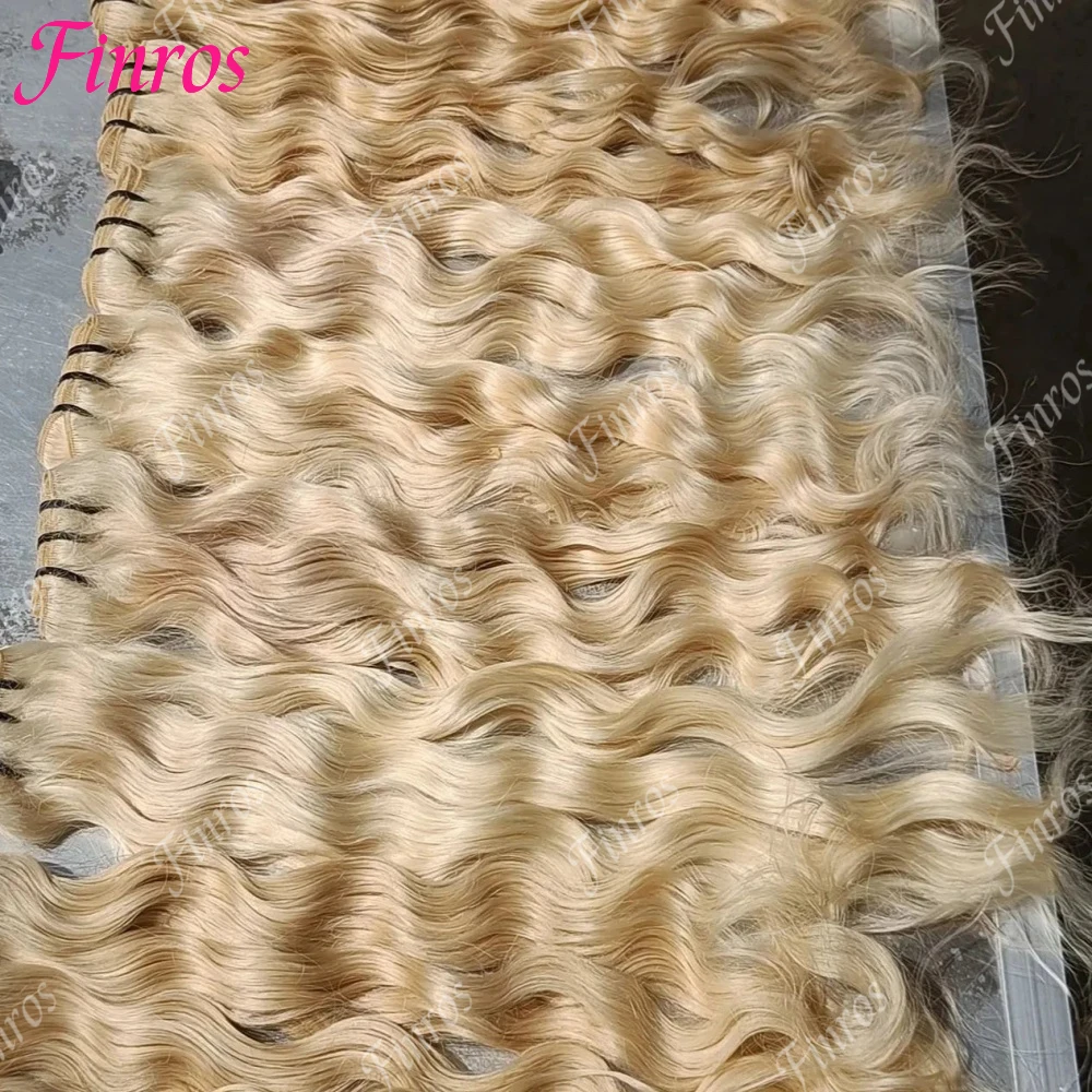# Cabello humano rubio 613, 1/3/4 paquetes de cabello peruano ondulado natural, de 10 a 30 pulgadas, se puede teñir.