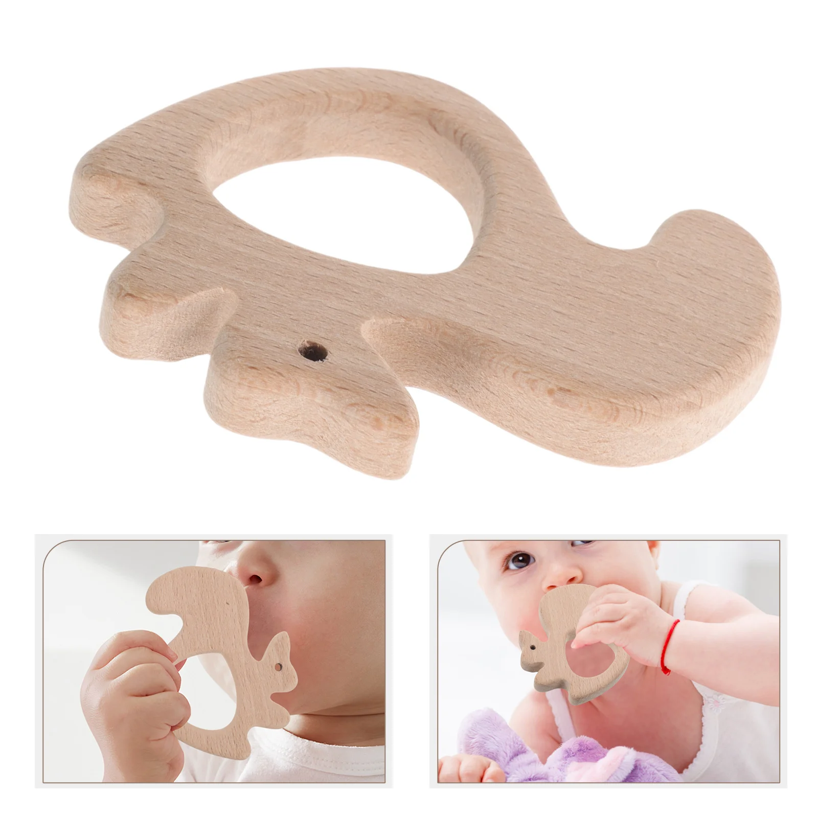 Entzückender Kauer aus Holz in Tierform für Babys, Zahnstäbchen aus natürlicher Buche, sensorische Entwicklung, Montessori-inspiriertes Kleinkind