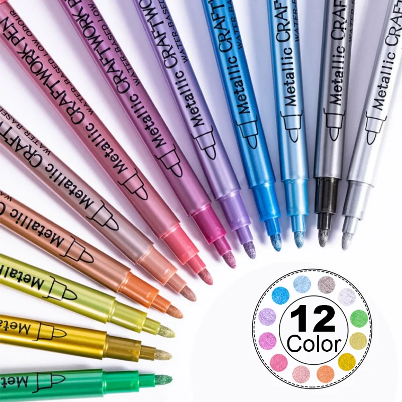 Einzel-/Doppelspitze, bunte Metallic-Markierungsstifte, permanenter Kunstmarker für Manga-Graffiti, Zeichnen, Schule, Schreibwaren