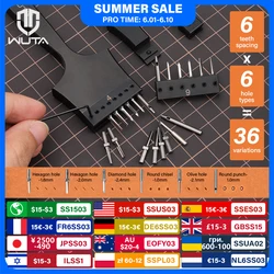 WUTA Multifunctional Leather Hole Punch Round Pricking Iron Stitching Punching Chisel Interchangeable Head Leather Craft Tools