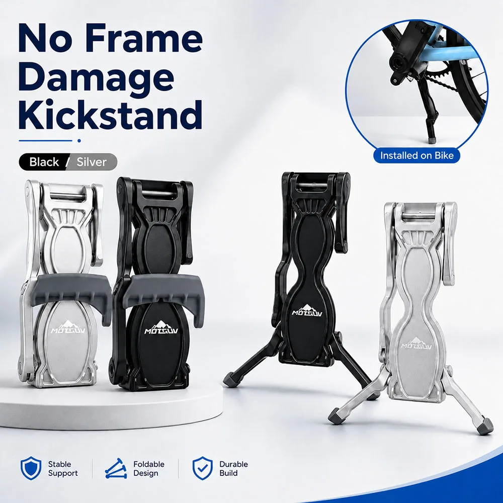 2 PCS Sturdy Universal Quick Mount Double Leg Folding Bicycle Kickstand Parking Rack for MTB Road Bike Adjustable Height Support