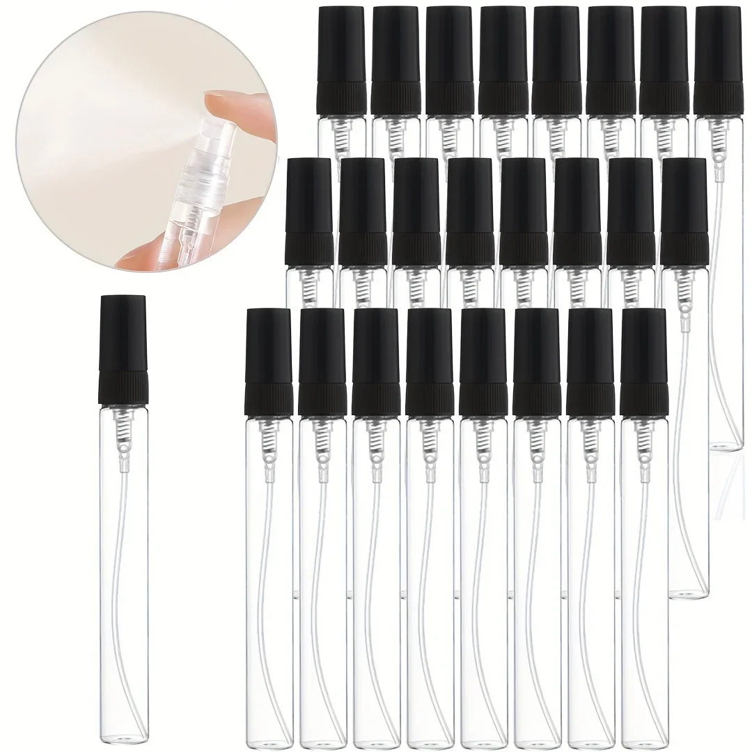 25개 10ml 리필 가능한 빈 휴대용 유리 스프레이 병 플라스틱 노즐 포켓 스프레이 향수병 - 여행용 액세서리