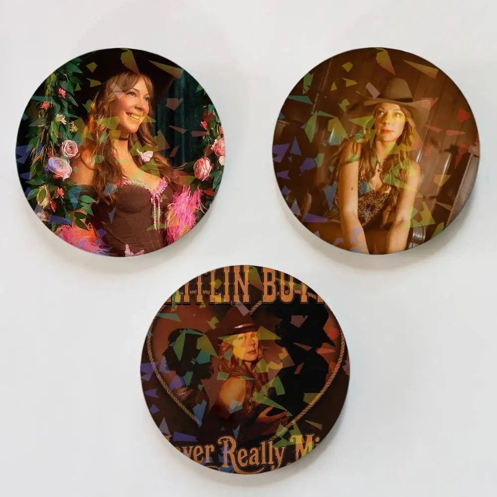 Singer K-kaitlin B-butts Round Badge for Backpack Accessories Laser Lapel Pins Jewelry Gifts