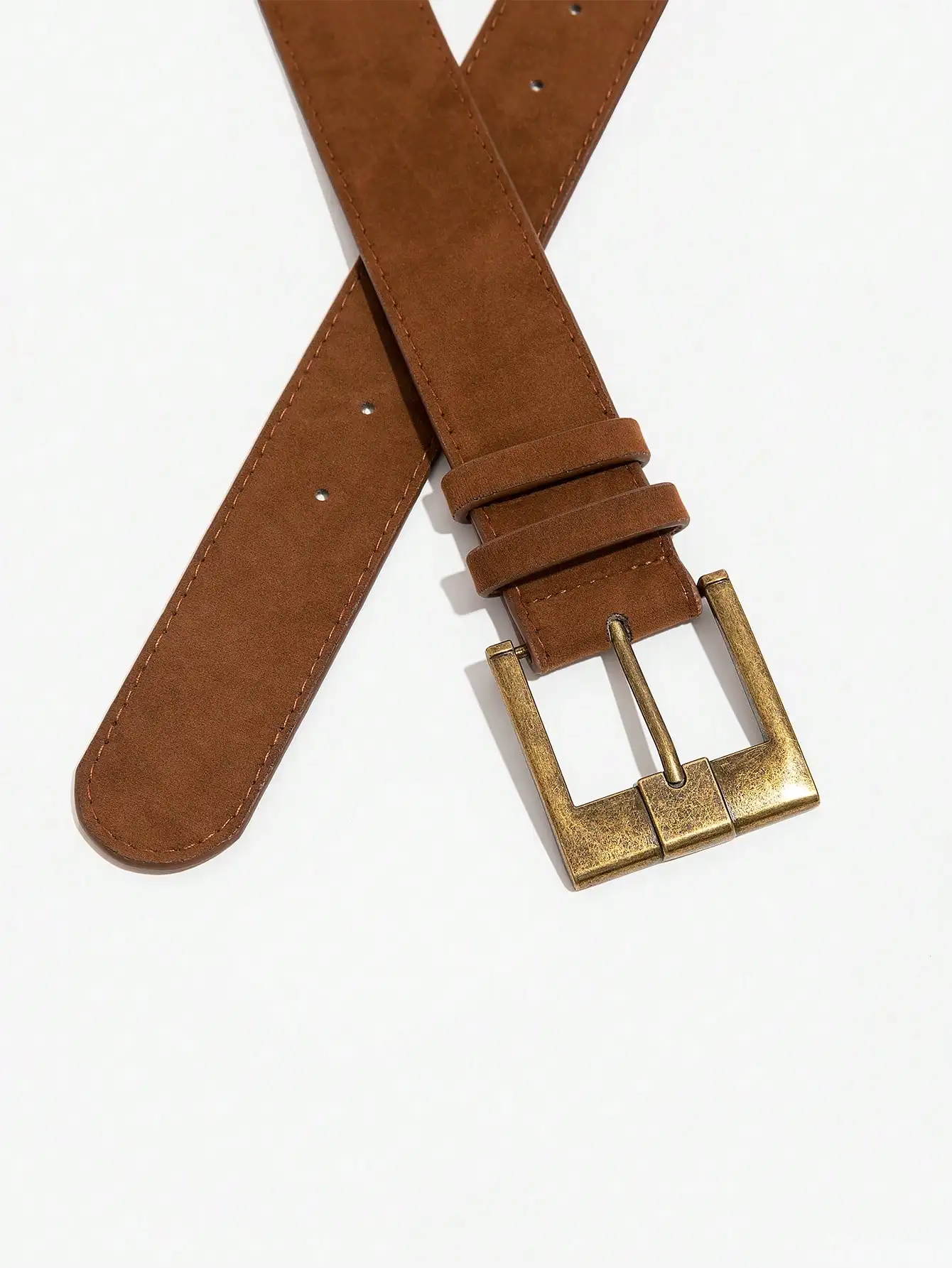 1 Stück brauner Vintage-Casual-Bronze-Samtgürtel mit Metallrahmen und Schnalle für Damen, Jeans, ein vielseitiger Accessoire-Gürtel.