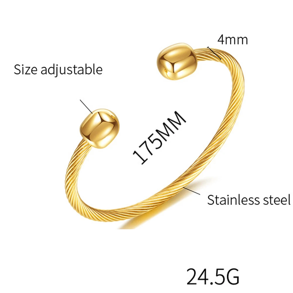 European American simple C-shaped titanium steel bracelet retro all-matching cable Fashion open stainless steel women's bracelet