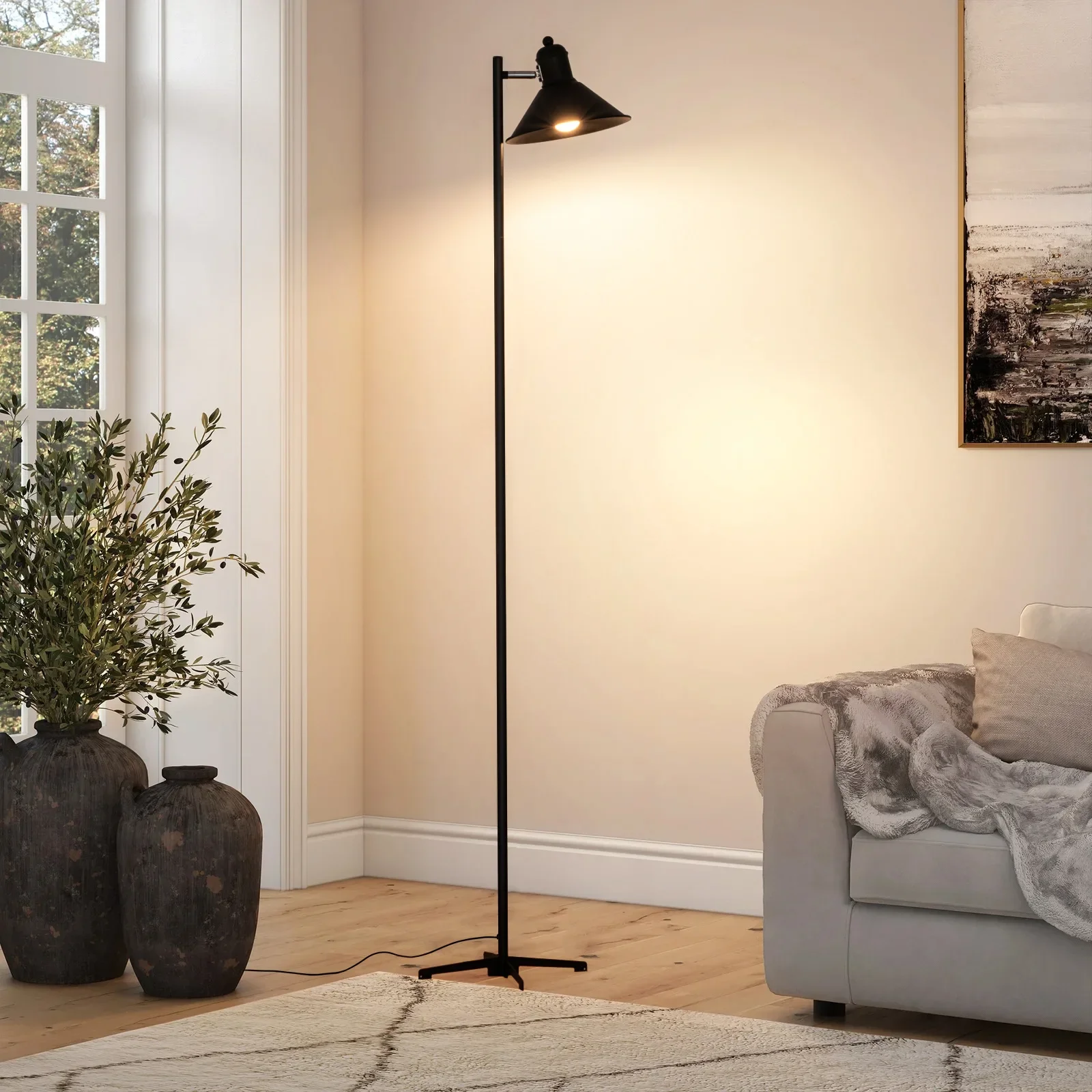 Simple Modern Floor Lamp Living Room Study LED Vertical Floor Light Home Decoration Lighting Lamp with Adjustable Lampshade