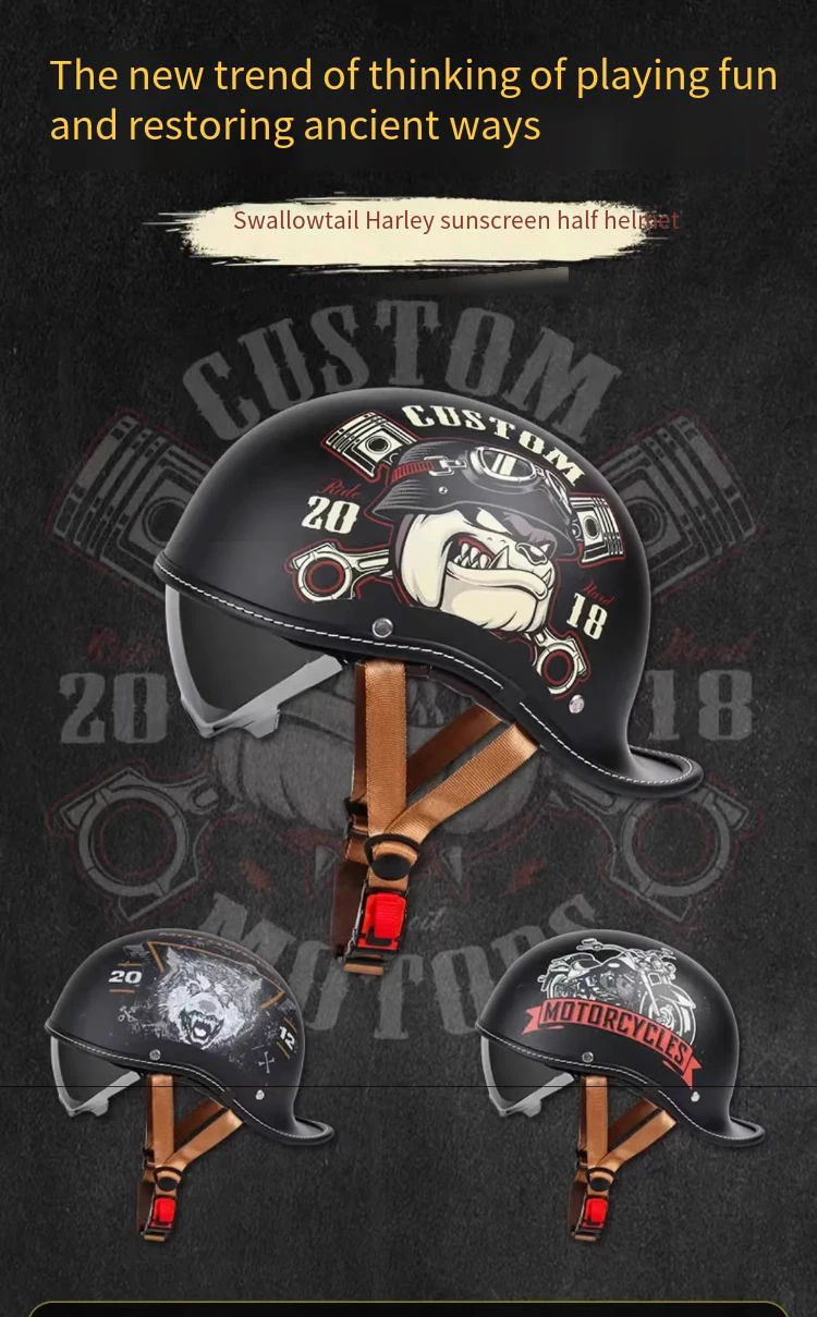 Retro-Helm mit gekröpftem Heck, Motorradhelm für Männer und Frauen, Vier-Jahreszeiten-Prince-Cruise-Helm, Persönlicher Halbhelm zum Fahren. – Detail 4