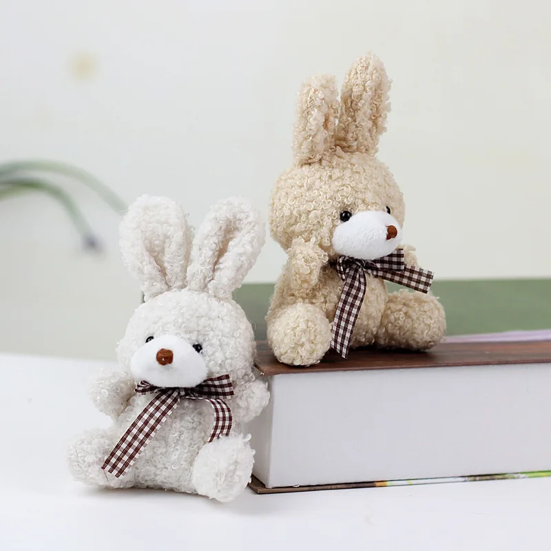 12Cm New Cute Plush Sitting Bow Rabbit Plush Animal Buuny Toy Pet Fashion Baby Girl Child Gift Animal Doll Backpack Pendant