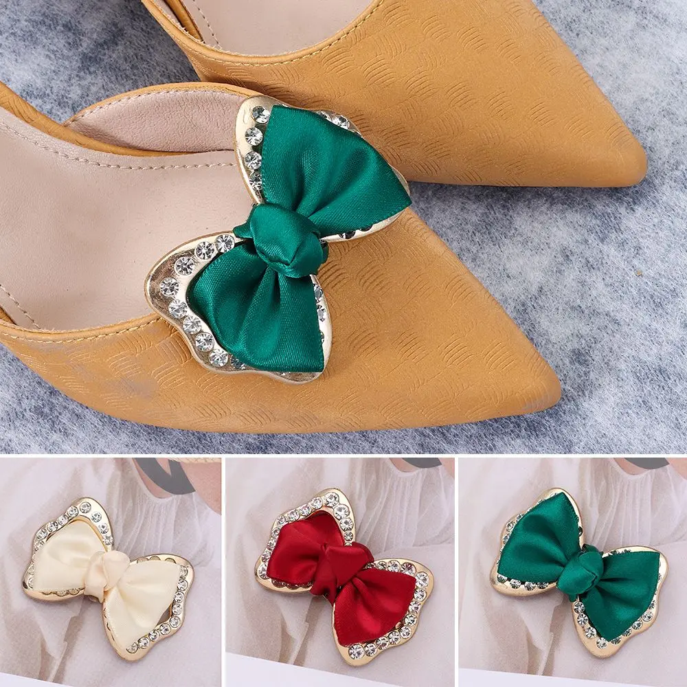 1PC Accessories Wedding Shoe Bride Charm Buckle Shiny Clips Bow Ribbon Clamp Shoe Decorations Clip
