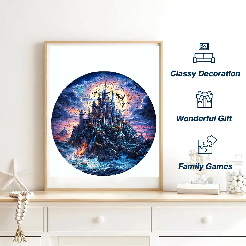 Wooden Jigsaw Puzzle Toy Ocean Castle Ideal Birthday Gift for Family Interactive Wood Puzzle Game 3D Puzzles for Adults Included