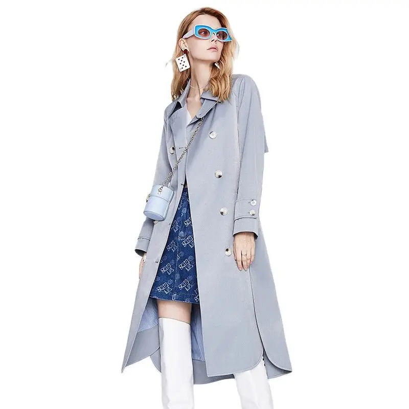 

Women's Mid-length Trench Coat Women's 2023 Autumn New British Style Over-the-knee Double-breasted Loose Casual Temperament Coat