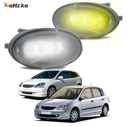 2x Lens Front LED Fog Lights Assembly White / Yellow Color Car Fog Lamp for Honda Civic EP Civic EU 3D 5D Type R 2003 2004 2005