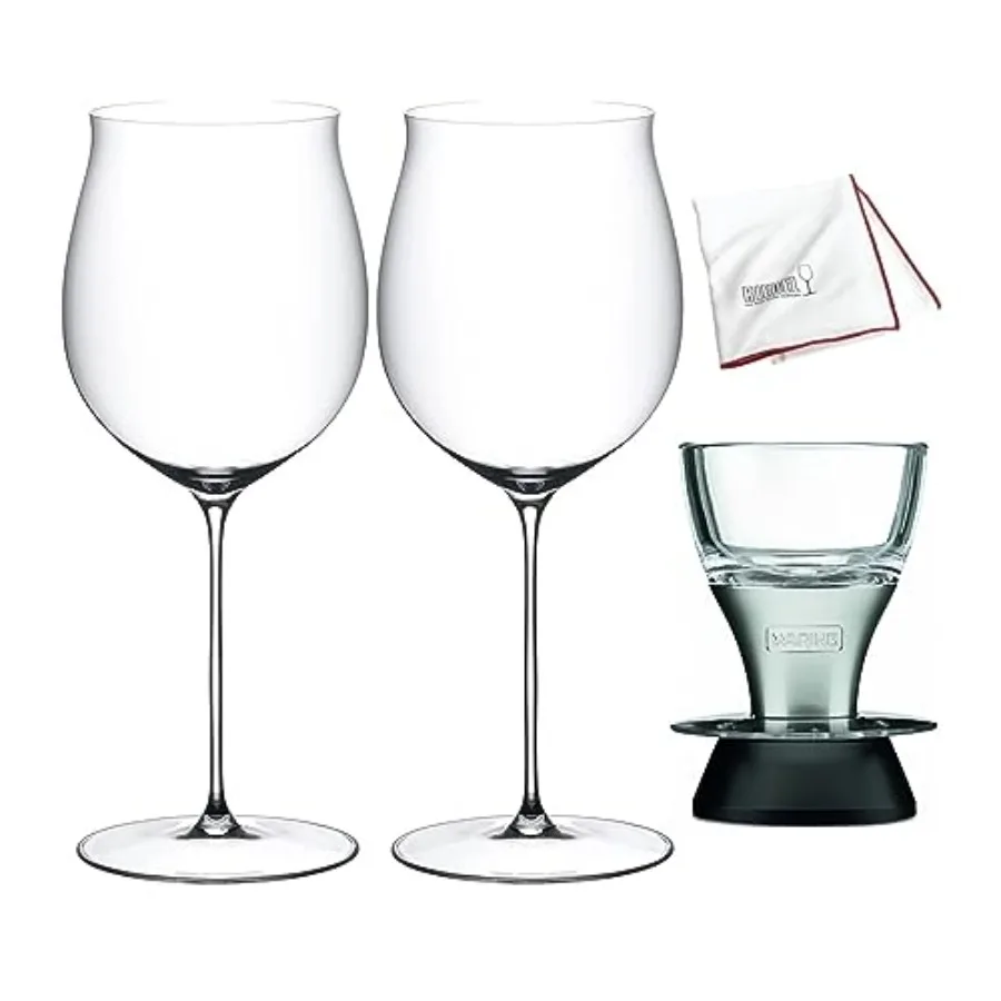 

Burgundy Grand Cru 2 Glasses Bundle with Waring Pro Wine Aerator and Large Microfiber Polishing Cloth in Supperleggero Design R