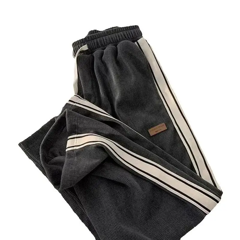 

2024 Corduroy Striped Sweatpants Women Streetwear Thick Wide Leg Pants Y2K Harajuku High Waist Joggers Korean Baggy Trousers