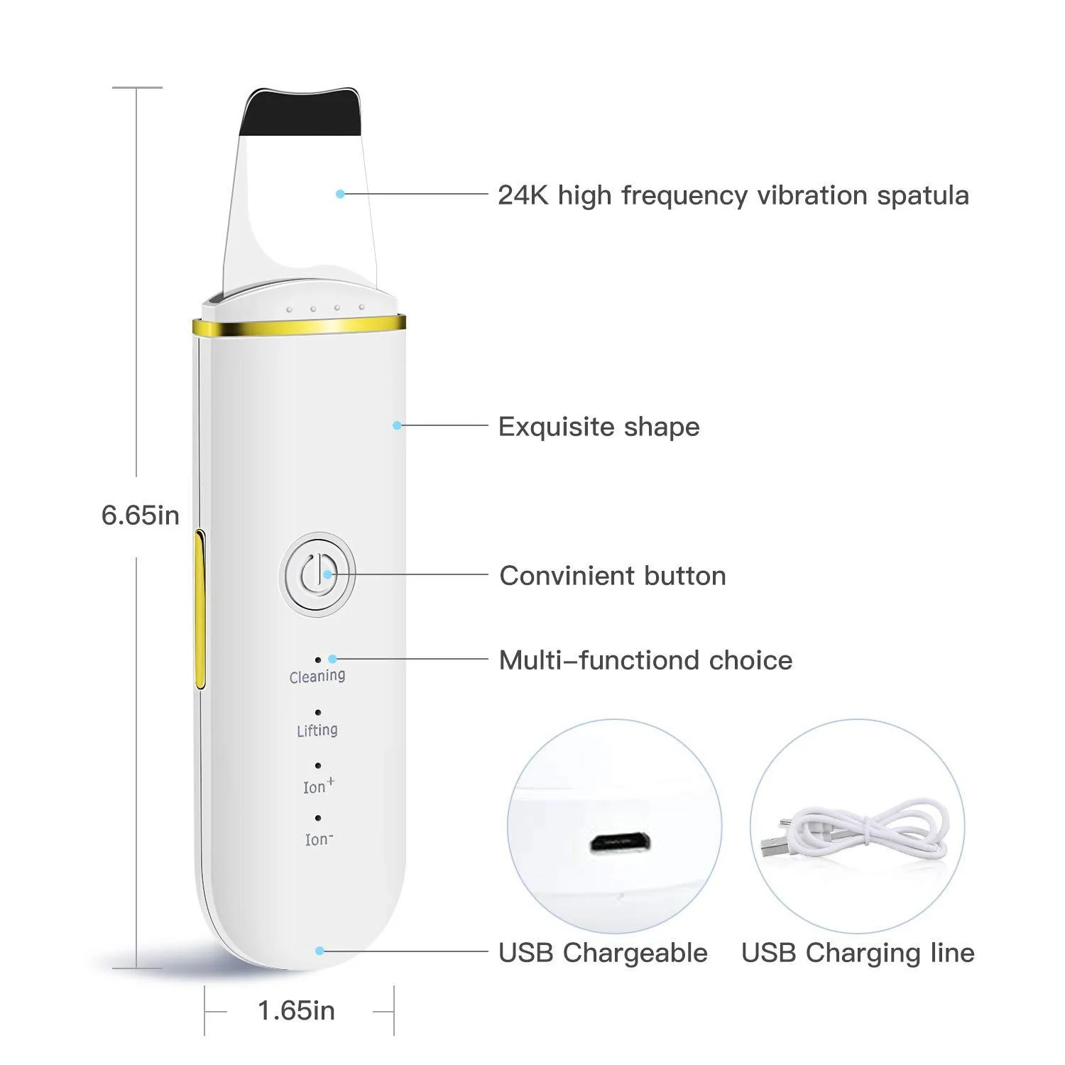 Ultrasonic Facial Cleansing Device  lifting and tightening V face cleaning pore cleanser Gift